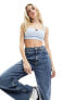 Фото #1 товара Tommy Jeans badge wide rib crop top in blue