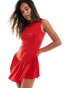 Фото #3 товара Pull&Bear polyamide frill hem mini dress in red