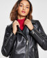 Фото #4 товара Women's Oversized Faux-Leather Moto Jacket, Created for Macy's