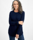 ფოტო #1 პროდუქტის Women's Cotton Curved-Hem Stitch Sweater, Created for Macy's