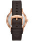 ფოტო #3 პროდუქტის Men's Multifunction Brown Leather Watch 42mm