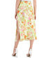 ფოტო #2 პროდუქტის Women's Floral-Print Side-Slit Side-Zip Midi Skirt