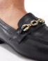 Фото #2 товара ASOS DESIGN Wide Fit Macaroon chain loafer in Black