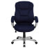 High Back Navy Blue Microfiber Contemporary Executive Swivel Chair With Arms