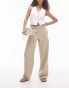 Topshop low slung stripe trouser in sand Бежевый, 40 - фото #1