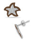 Crystal Star Fish Sterling Silver Stud Earrings