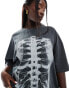 Фото #2 товара ASOS DESIGN Curve Halloween oversized t-shirt with xray skeleton print in washed charcoal