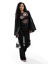 & Other Stories mesh long sleeve top in black with floral front print