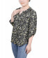 ფოტო #3 პროდუქტის Petite 3/4 Roll Tab Sleeve Y-neck Top