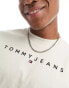 Tommy Jeans regular linear logo t-shirt in beige