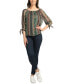 ფოტო #1 პროდუქტის Juniors' Printed 3/4-Sleeve Tie-Cuff Peasant Blouse