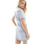 Фото #4 товара Morgan denim mini shirt dress in light blue wash