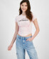 ფოტო #1 პროდუქტის Juniors' Crewneck Ruched-Front Baby Tee