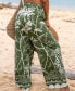 Фото #2 товара Women's Green Tropical Bird Wide Leg Resort Pants