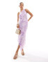 Фото #1 товара Vero Moda one shoulder plisse maxi dresss in pastel palm print