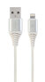 Gembird CC-USB2B-AMLM-1M-BW2 - 1 m - Lightning - USB A - Male - Male - Silver - White