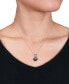 ფოტო #2 პროდუქტის Black Cultured Tahitian Pearl (9-1/2mm) & Diamond (1/20 ct. t.w.) Heart 17" Pendant Necklace in 10k White Gold
