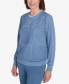 ფოტო #7 პროდუქტის Casual Fridays Women's Embroidered Boxes Cozy Crew Neck Top