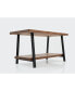 Фото #4 товара Furnish Home Store Berlin 39" Solid Wood Rustic Coffee Cocktail Table For Living Rooms With Shelf