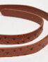 ASOS DESIGN faux leather belt in ostrich skin texture with wooden buckle