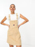 Фото #1 товара Tommy Jeans logo corduroy pinafore dress in sand