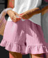 ფოტო #3 პროდუქტის Women's Pink Wide Leg Ruffle Cuff Shorts