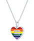 ფოტო #3 პროდუქტის Diamond Accent Rainbow Heart Pendant Necklace in Sterling Silver, 16" + 4" extender