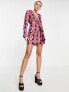 Фото #2 товара In The Style wrap shirt dress in multi geo print