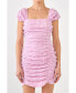 Women's Ruched Mini Dress with Cap Sleeves