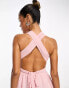 Фото #2 товара ASOS DESIGN dobby chiffon wrap around waist ballet micro mini dress in soft pink