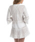 Фото #2 товара Women's Crochet-Trim 3/4-Sleeve Cotton Cover-Up Dress