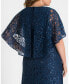 Women's Plus Size Celestial Cape Sleeve Sequined Lace Gown