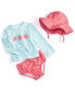 ფოტო #1 პროდუქტის Baby Girls Strawberry Swim Shirt, Shorts and Hat, 3 Piece Set, Created for Macy's