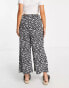 River Island Petite floral shirred waist culotte in black