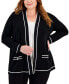 ფოტო #1 პროდუქტის Plus Size Malibu Contrast-Trim Open-Front Cardigan