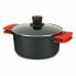 Casserole with glass lid Ø 24 cm Black Aluminium (6 Units)