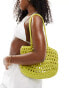 My Accessories open weave crochet mini shoulder bag in green