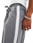 ASOS DESIGN pull on smart loose leg trousers with cut and sew side stripe in grey Серый, W30 L30 - фото #5