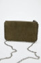 STUDDED SPLIT SUEDE CLUTCH CROSSBODY BAG