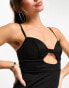 Фото #2 товара ASOS DESIGN midi dress with under bust cut out and strappy back in black