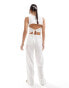 Фото #4 товара Pull&Bear linen raw edge waist trouser co-ord in white