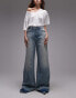 Mango longline oversized denim jeans in light blue