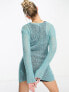 COLLUSION open stitch knitted mini dress in blue