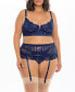 Фото #1 товара Plus Size Underwire Bra with Matching High-Waist Garter Belt and G-String, 3 Piece