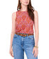 ფოტო #1 პროდუქტის Women's Paisley Crewneck Split Back Keyhole Tank Top