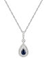 ფოტო #1 პროდუქტის Sapphire (5/8 ct. t.w.) & Diamond (1/3 ct. t.w.) Teardrop Halo 18" Pendant Necklace in 14k Gold (Also in Ruby & Emerald)