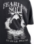 Фото #4 товара ONLY oversized fearless soul graphic t-shirt in wash black