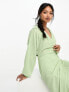 Фото #7 товара ASOS DESIGN textured collared wrap midi dress in mint