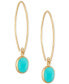 Фото #1 товара Genuine Sleeping Beauty Turquoise Threader Earrings in 14k Yellow Gold