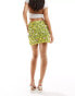 ASOS DESIGN flower sequin embellished mini skirt in green